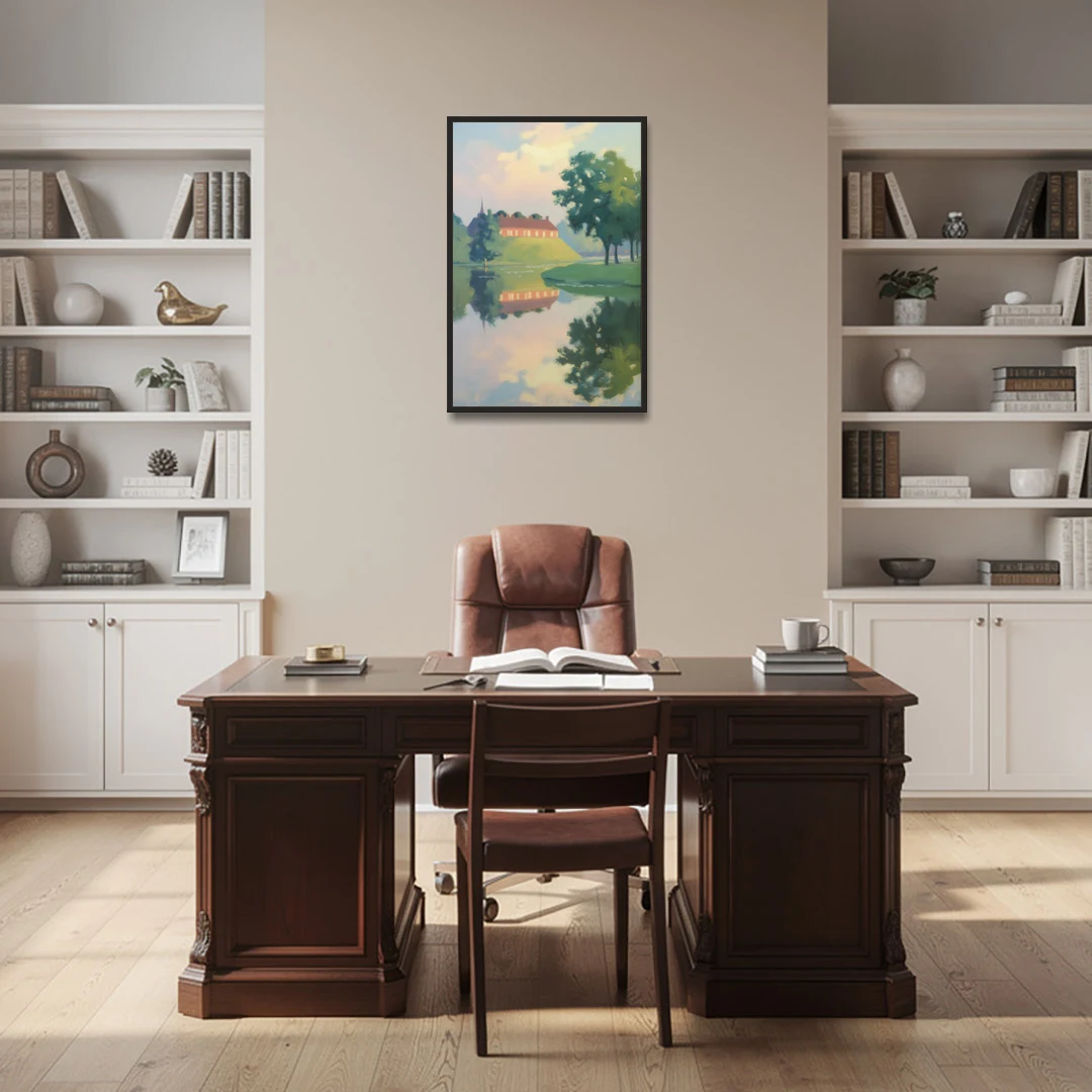 Kastellet Calm - Black Framed Canvas Wall Art - Office - 24x36