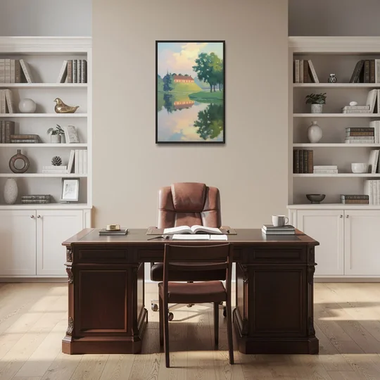 Kastellet Calm - Black Framed Canvas Wall Art - Office - 24x36
