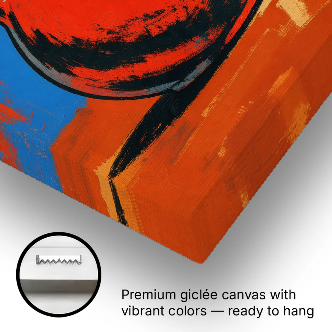 Kettlebell Painting in Electric Red - Canvas Wall Art - Gallery Wrap Corner