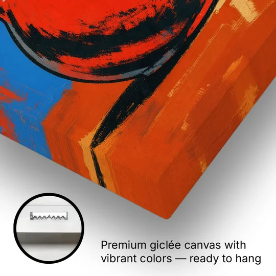 Kettlebell Painting in Electric Red - Canvas Wall Art - Gallery Wrap Corner