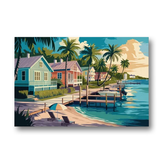 Key West Florida Coastline - Canvas Wall Art - Front