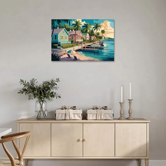 Key West Florida Coastline - Canvas Wall Art - Coffee Table - 36x24
