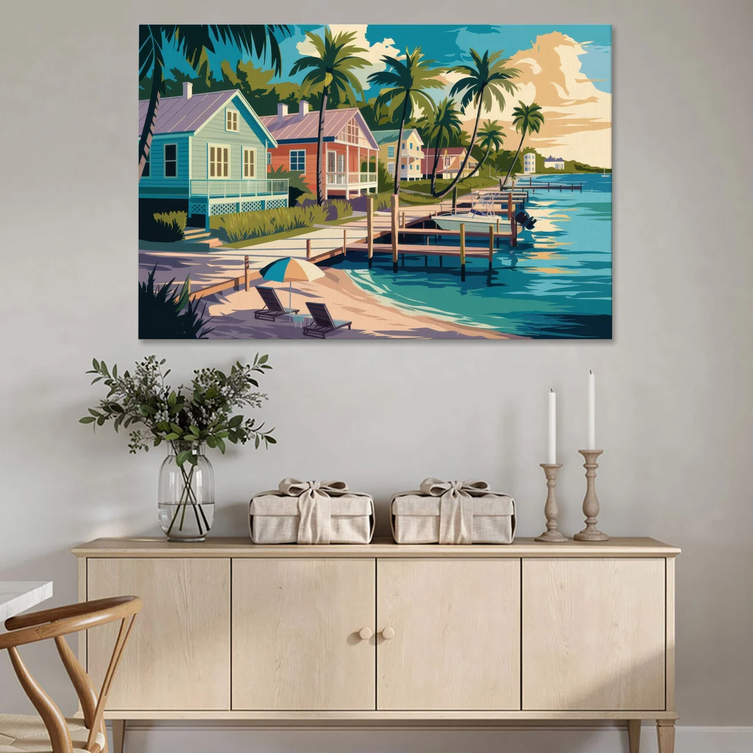 Key West Florida Coastline - Canvas Wall Art - Coffee Table - 60x40