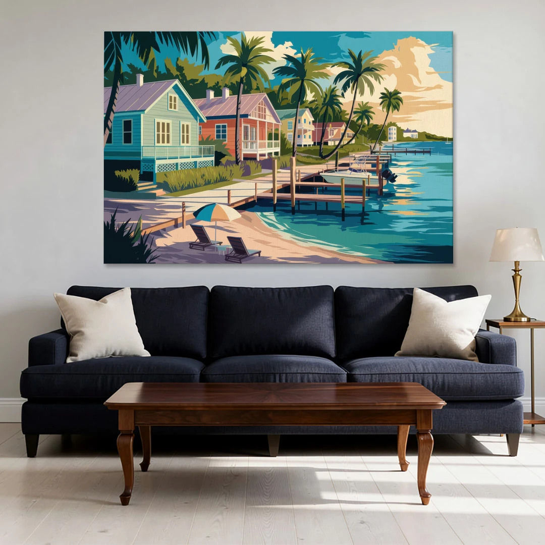 Key West Florida Coastline - Canvas Wall Art - Sofa - 60x40