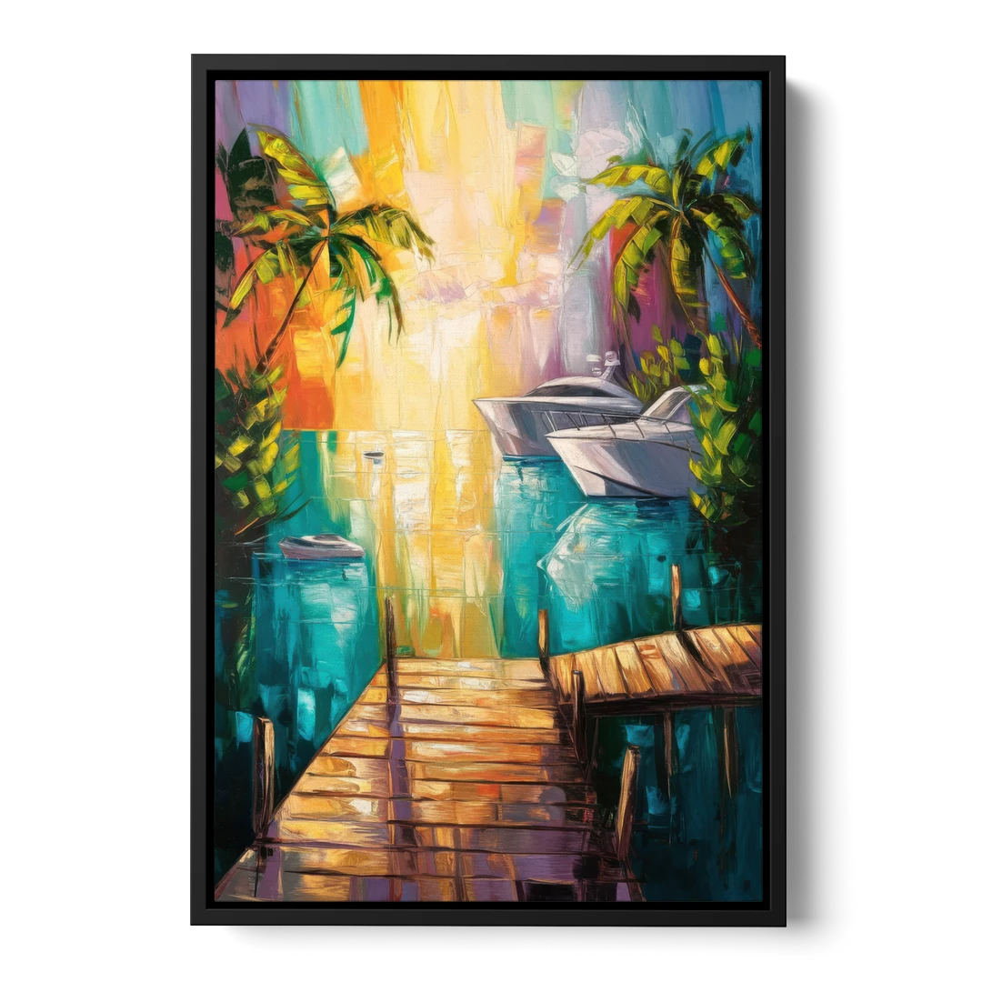 Key West Harbor Views - Black Framed Canvas Wall Art - Front