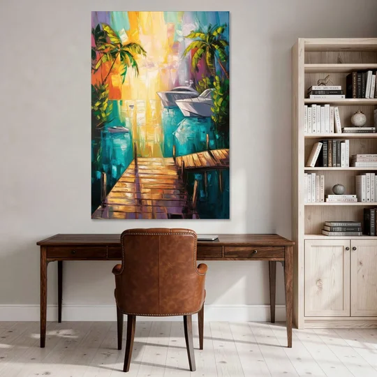 Key West Harbor Views - Canvas Wall Art - Office - 40x60