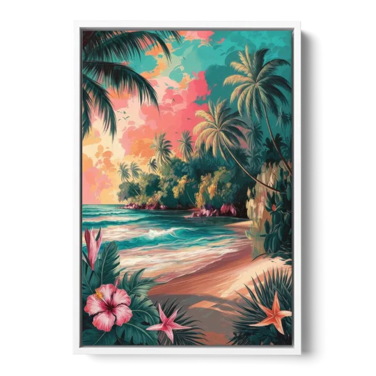 Key West Island Vibes - White Framed Canvas Wall Art - Front