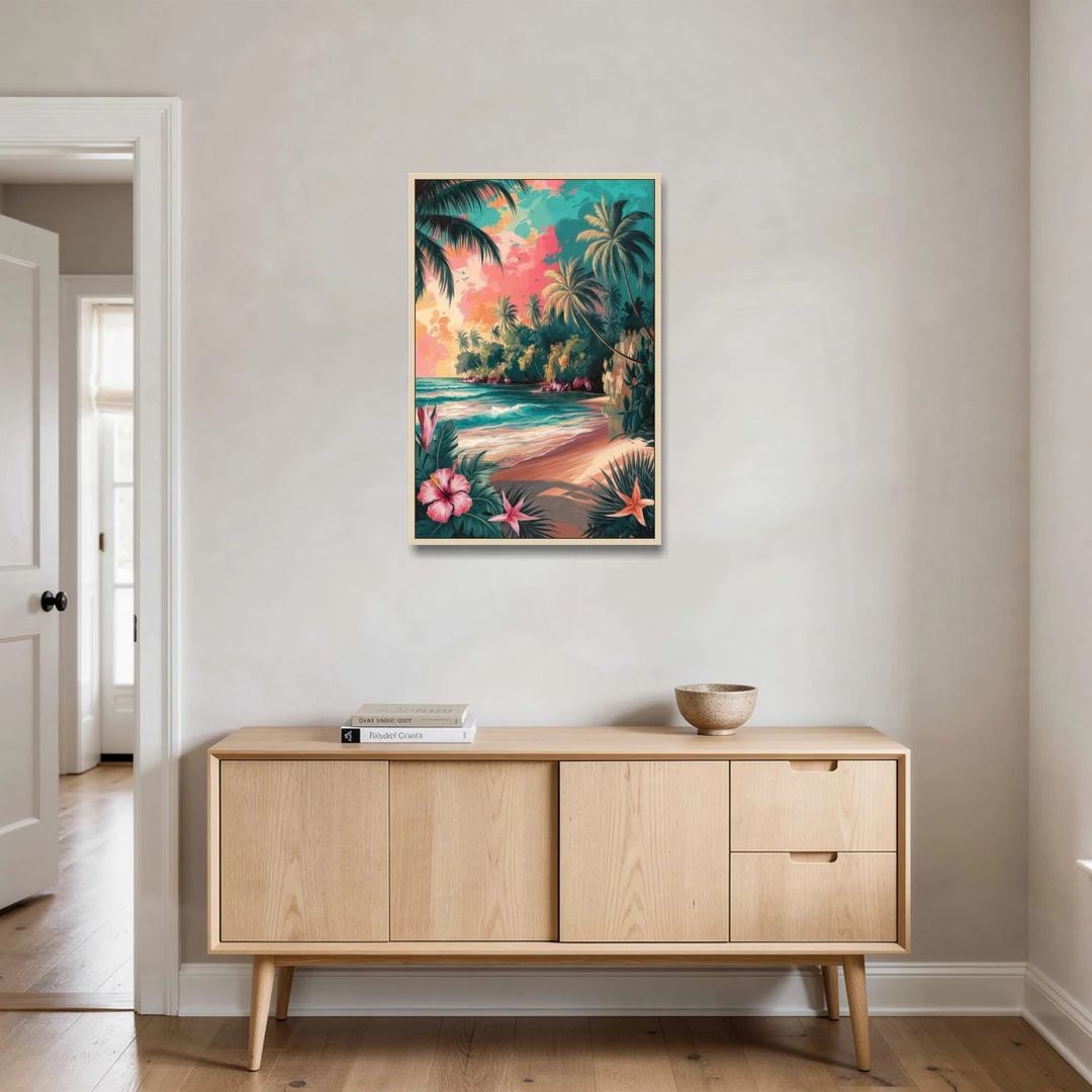 Key West Island Vibes - Oak Framed Canvas Wall Art - Coffee Table - 24x36