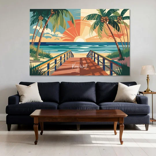 Key West Ocean Breeze - Canvas Wall Art - Sofa - 60x40