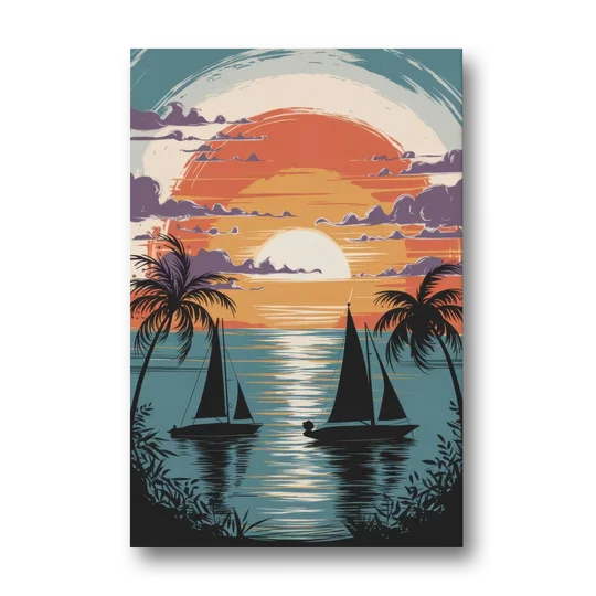 Key West Sunset Over Water - Canvas Wall Art - Front