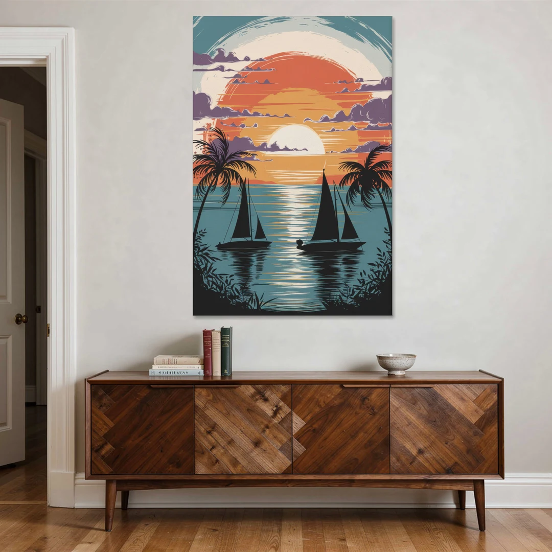 Key West Sunset Over Water - Canvas Wall Art - Coffee Table - 40x60