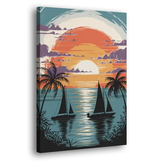Key West Sunset Over Water - Canvas Wall Art - Side