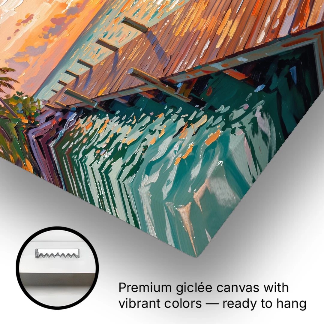 Key West Tropical Sunset - Canvas Wall Art - Gallery Wrap Corner