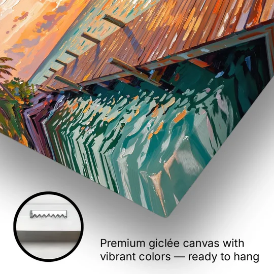 Key West Tropical Sunset - Canvas Wall Art - Gallery Wrap Corner