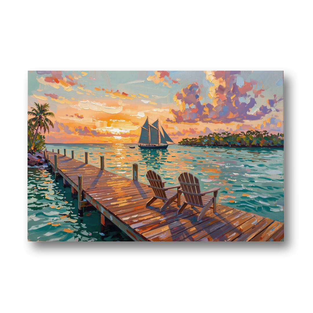 Key West Tropical Sunset - Canvas Wall Art - Front