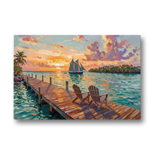 Key West Tropical Sunset - Canvas Wall Art - Front