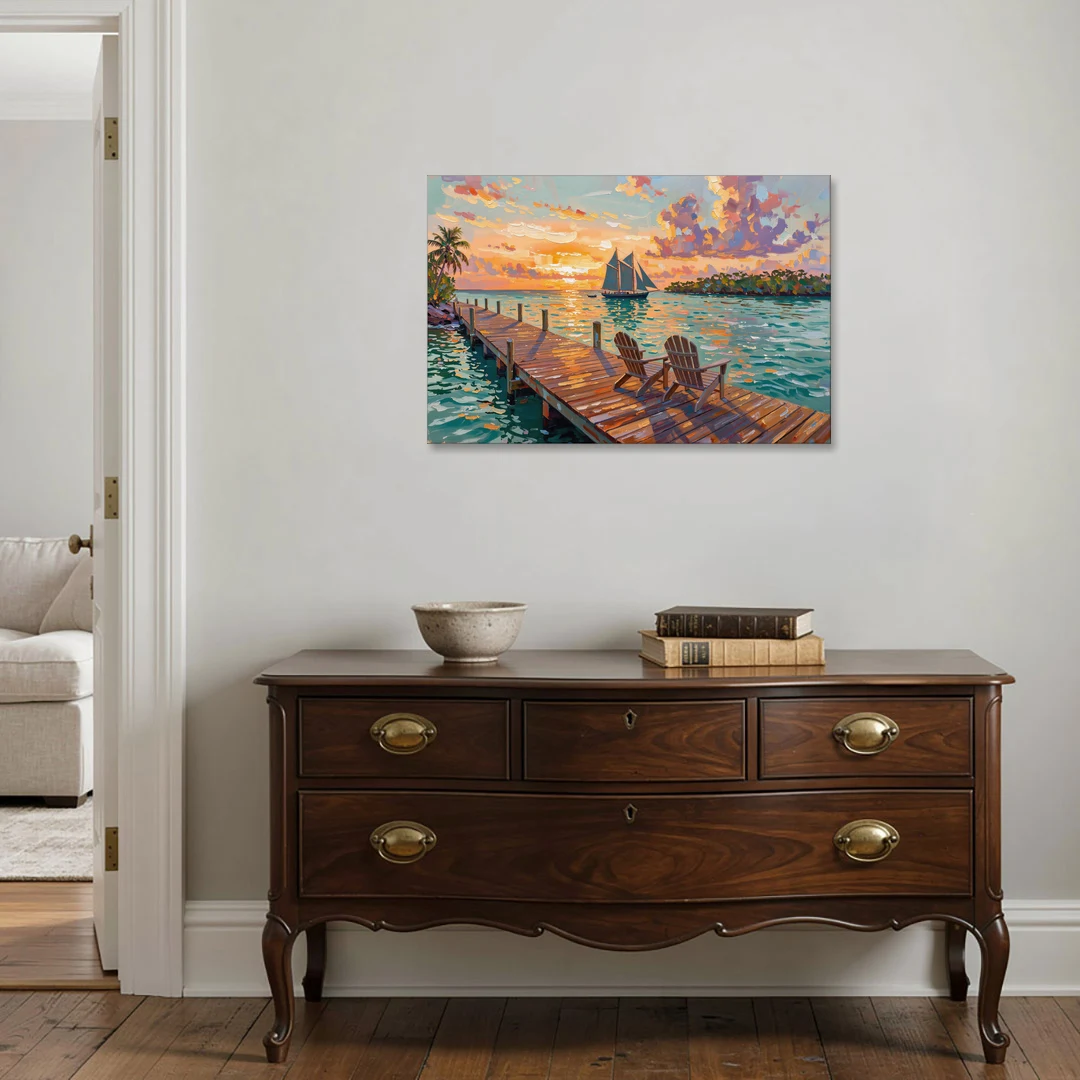 Key West Tropical Sunset - Canvas Wall Art - Coffee Table - 36x24