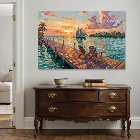 Key West Tropical Sunset - Canvas Wall Art - Coffee Table - 60x40