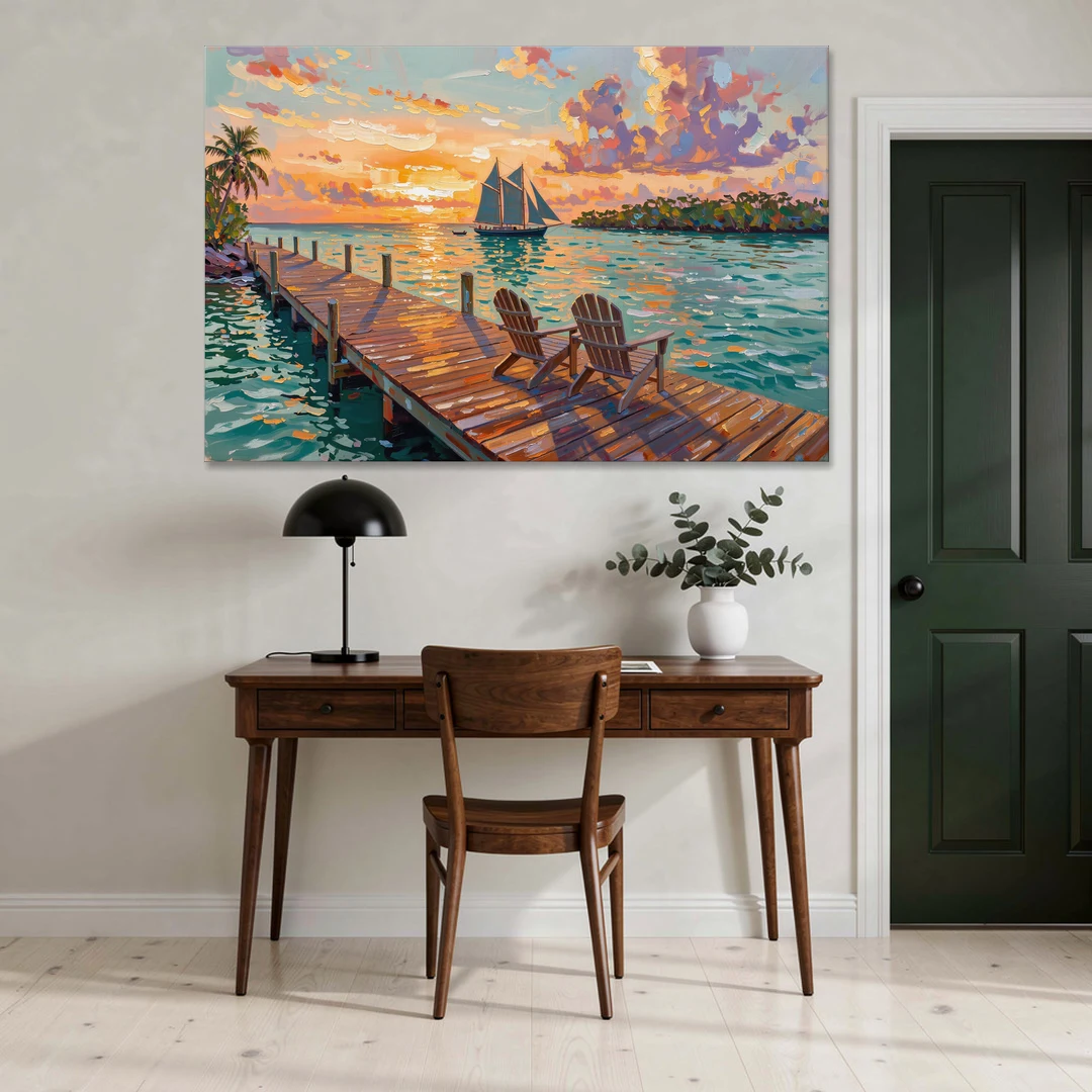 Key West Tropical Sunset - Canvas Wall Art - Office - 60x40