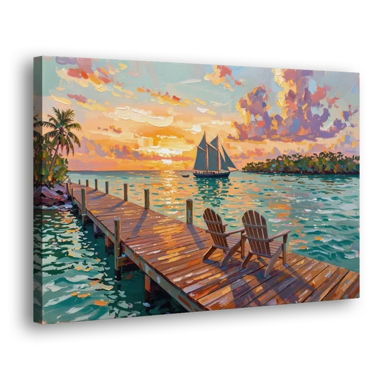 Key West Tropical Sunset - Canvas Wall Art - Side