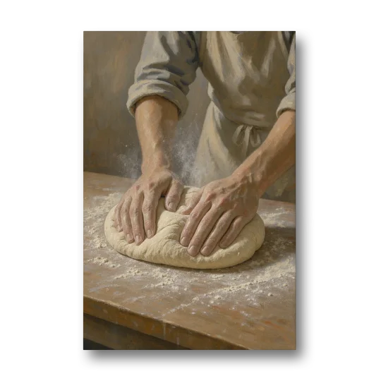 Kitchen Canvas Art of Hands Kneading Bread Dough - Canvas Wall Art - Front