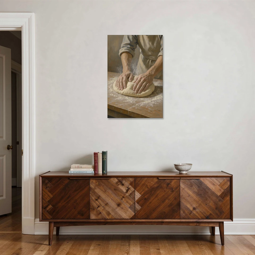 Kitchen Canvas Art of Hands Kneading Bread Dough - Canvas Wall Art - Coffee Table - 24x36