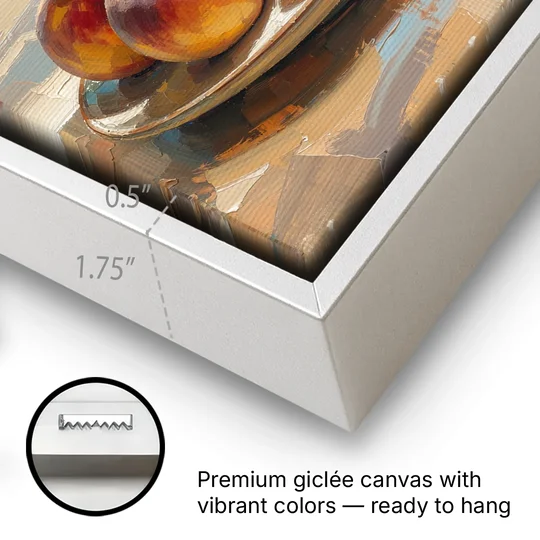 Kitchen Paintings Sunlit Peach Pile - White Framed Canvas Wall Art - Gallery Wrap Corner