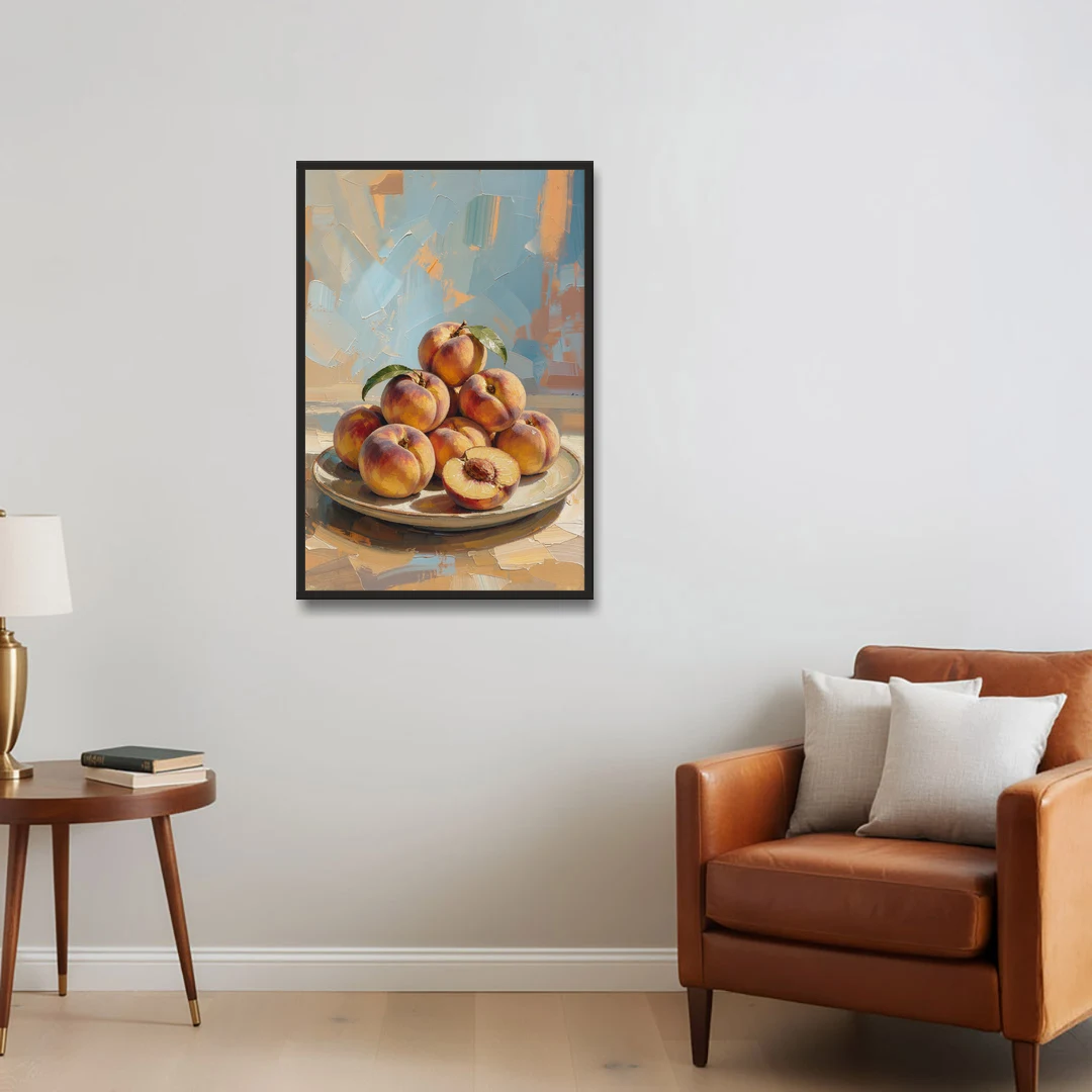 Kitchen Paintings Sunlit Peach Pile - Black Framed Canvas Wall Art - Sofa - 24x36