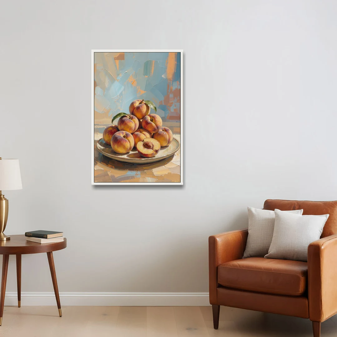 Kitchen Paintings Sunlit Peach Pile - White Framed Canvas Wall Art - Sofa - 24x36