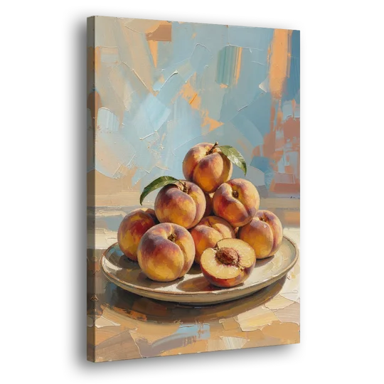 Kitchen Paintings Sunlit Peach Pile - Canvas Wall Art - Side