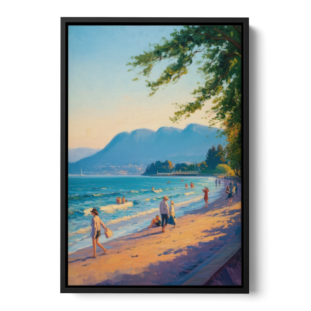 Kitsilano Beach Day - Black Framed Canvas Wall Art - Front