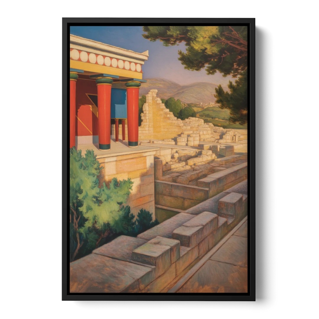 Knossos Palace - Black Framed Canvas Wall Art - Front