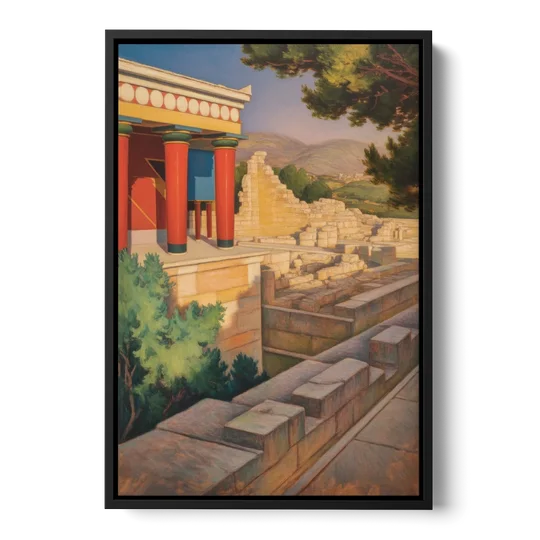 Knossos Palace - Black Framed Canvas Wall Art - Front