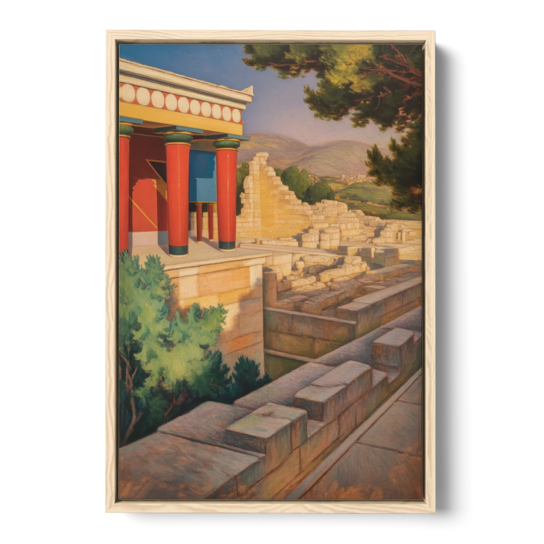 Knossos Palace - Oak Framed Canvas Wall Art - Front
