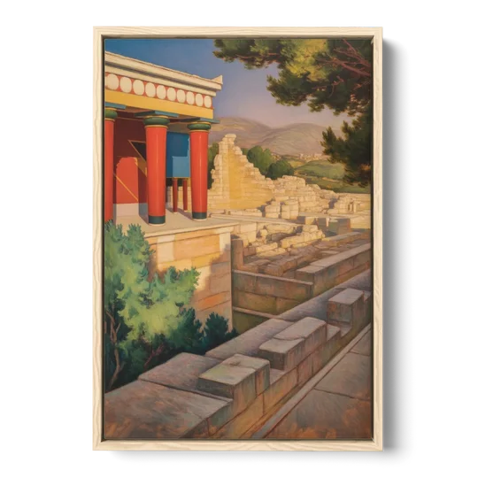 Knossos Palace - Oak Framed Canvas Wall Art - Front