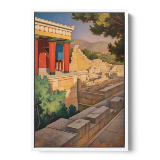 Knossos Palace - White Framed Canvas Wall Art - Front