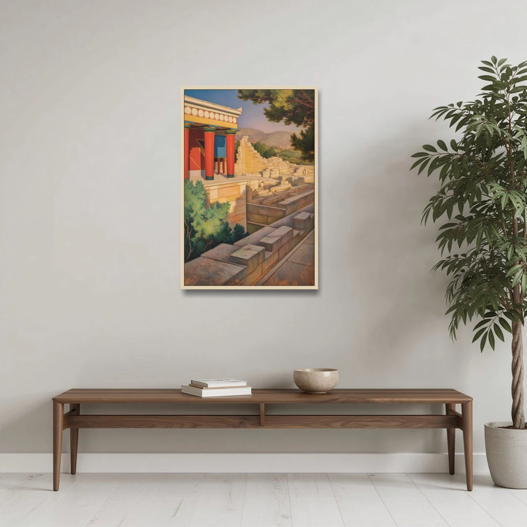 Knossos Palace - Oak Framed Canvas Wall Art - Coffee Table - 24x36
