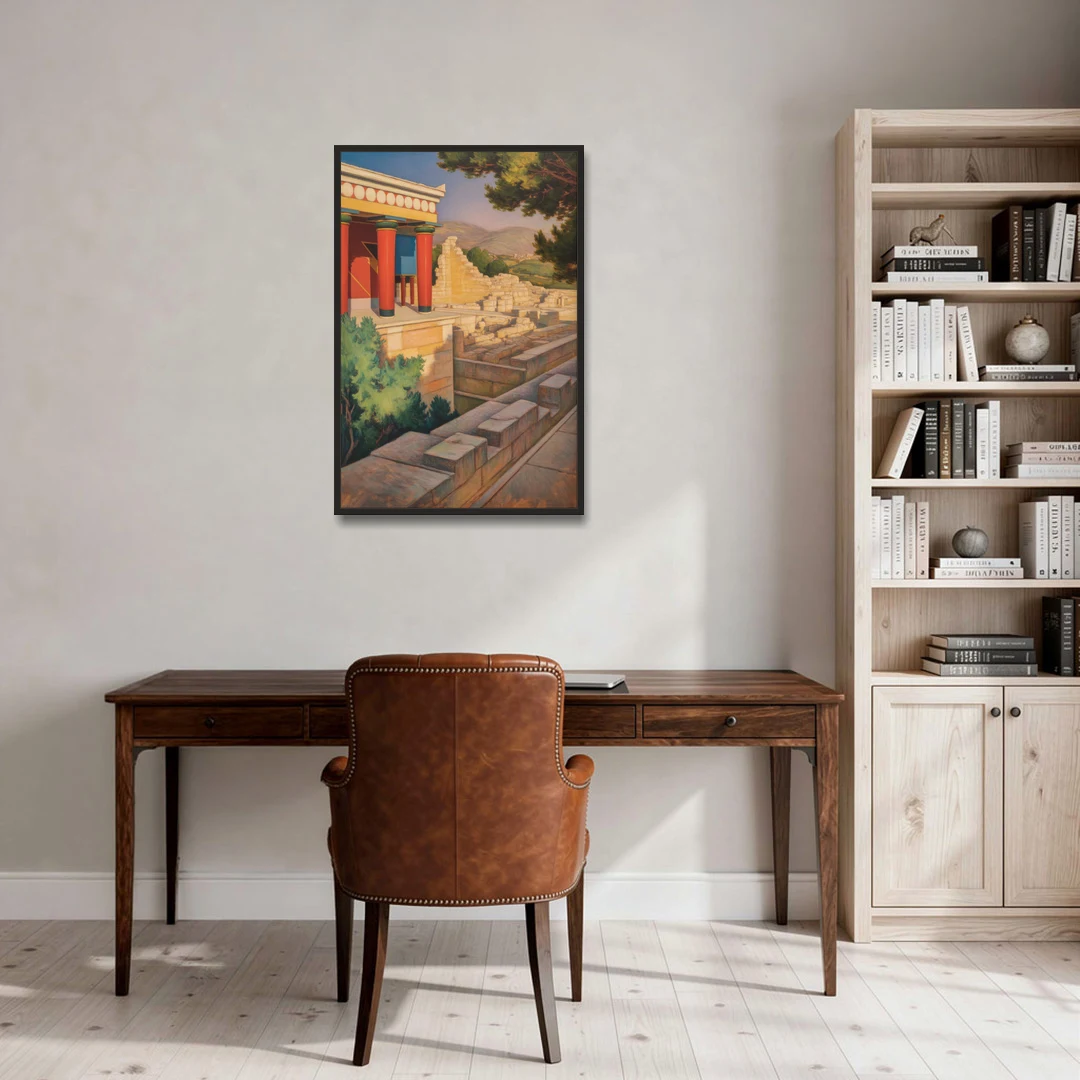 Knossos Palace - Black Framed Canvas Wall Art - Office - 24x36