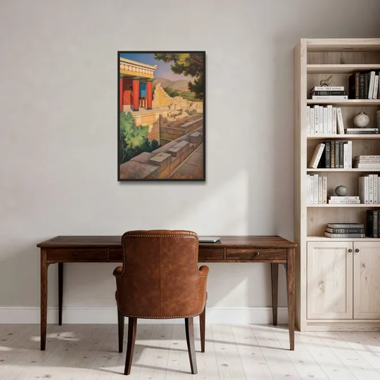 Knossos Palace - Black Framed Canvas Wall Art - Office - 24x36