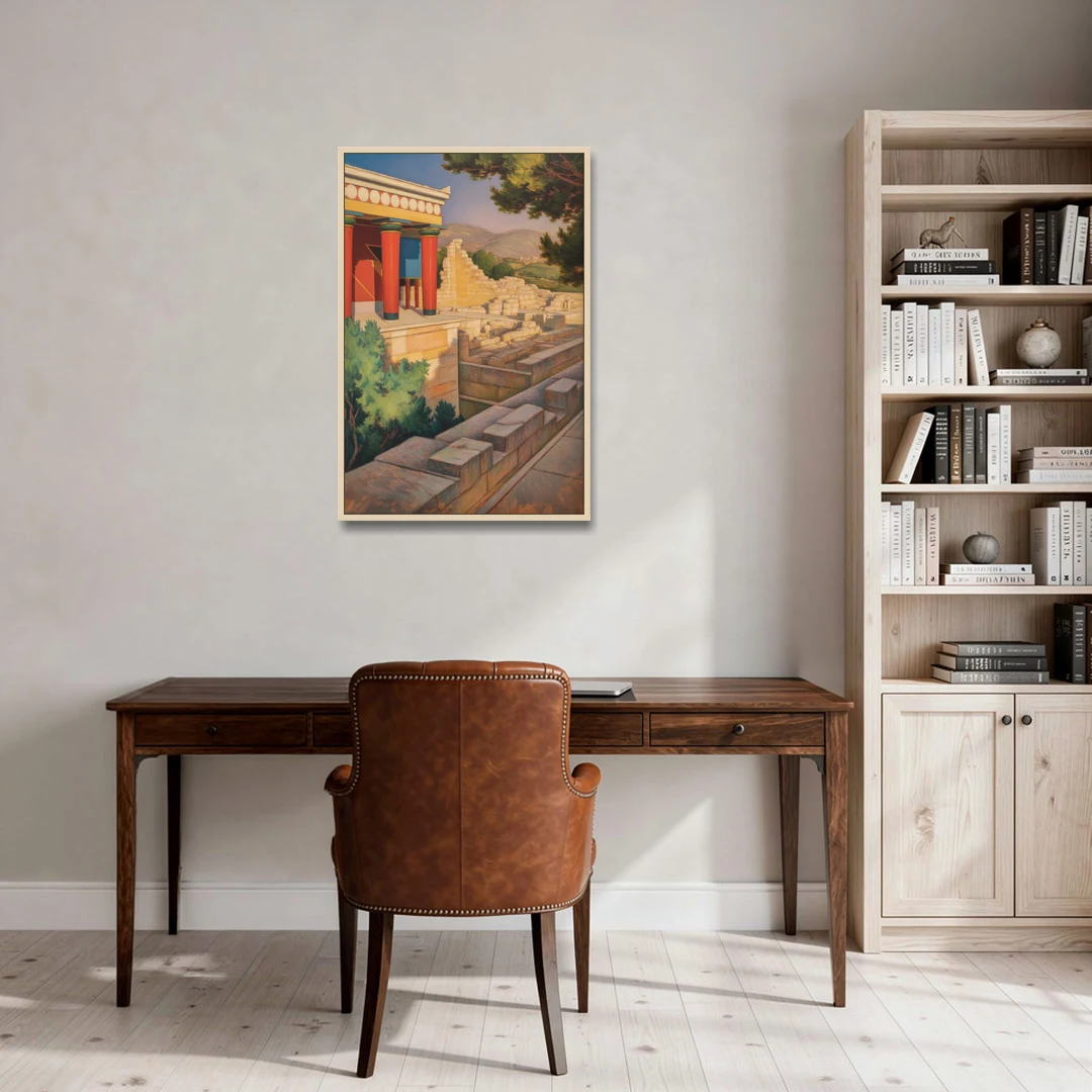 Knossos Palace - Oak Framed Canvas Wall Art - Office - 24x36