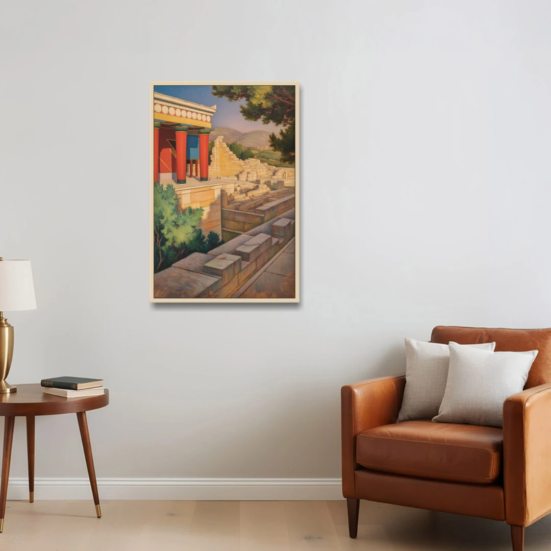 Knossos Palace - Oak Framed Canvas Wall Art - Sofa - 24x36