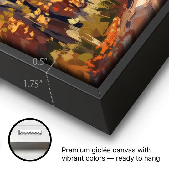 Knoxville Autumn Colors - Black Framed Canvas Wall Art - Gallery Wrap Corner