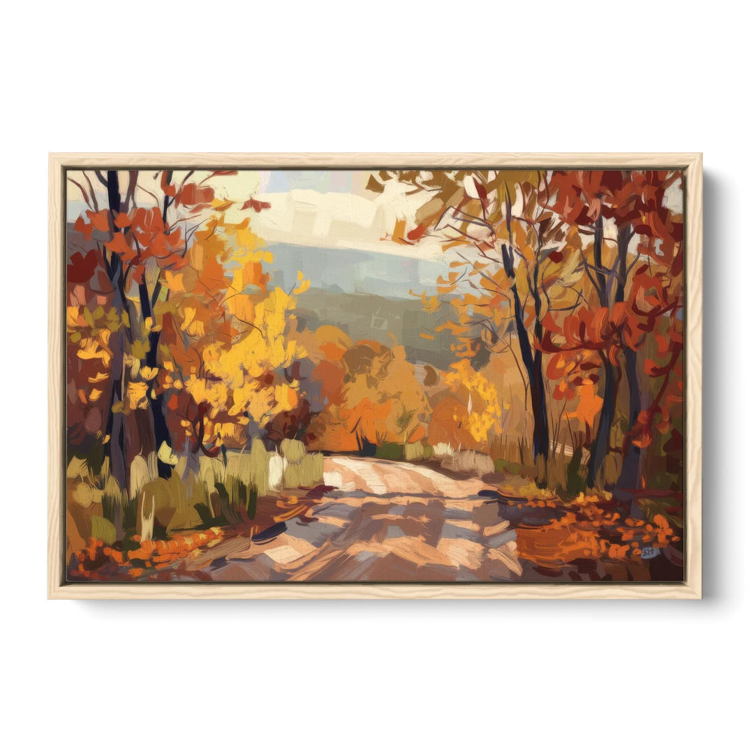 Knoxville Autumn Colors - Oak Framed Canvas Wall Art - Front