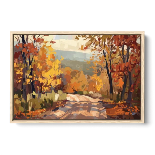 Knoxville Autumn Colors - Oak Framed Canvas Wall Art - Front