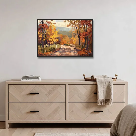 Knoxville Autumn Colors - Black Framed Canvas Wall Art - Coffee Table - 36x24