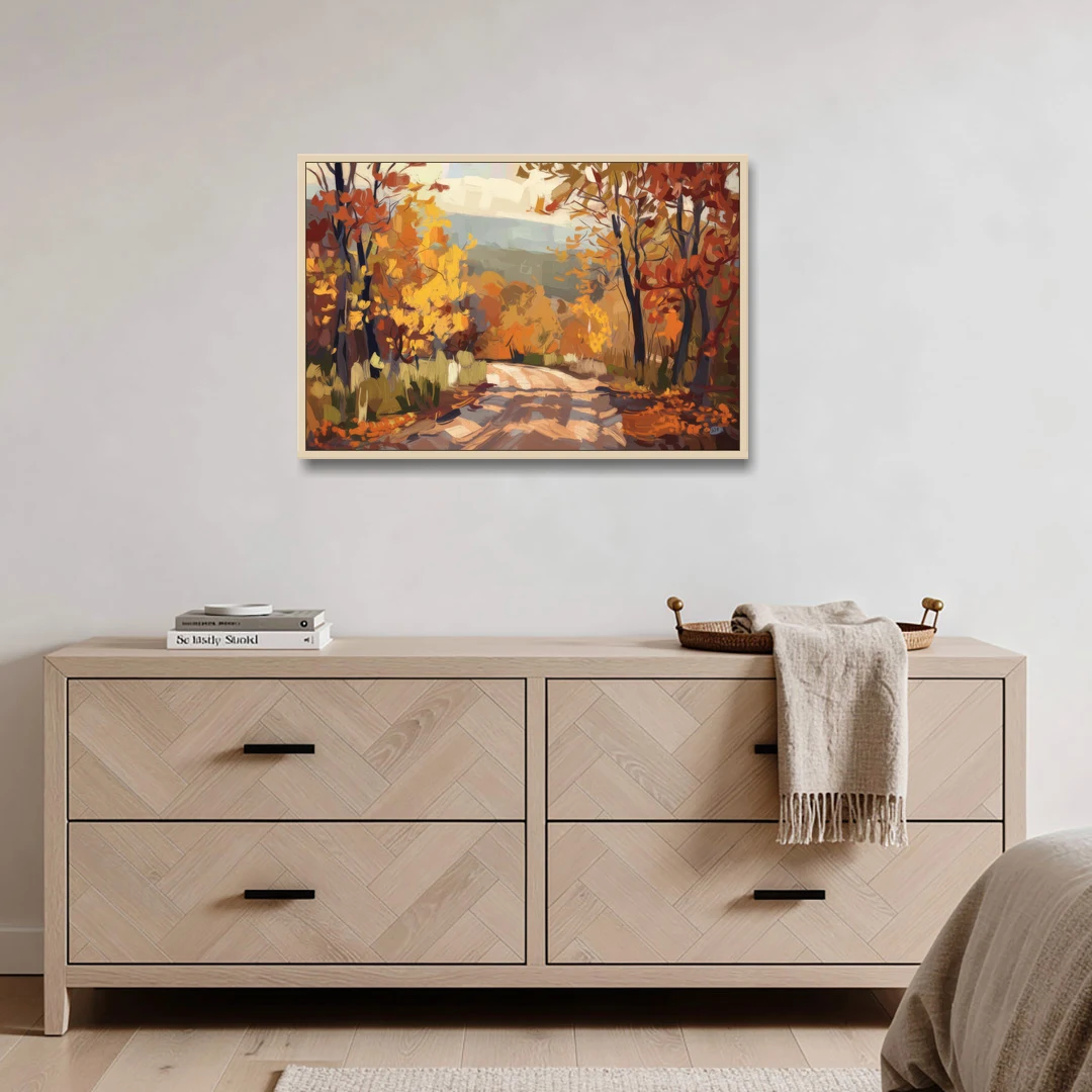 Knoxville Autumn Colors - Oak Framed Canvas Wall Art - Coffee Table - 36x24