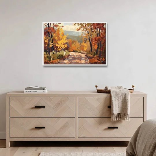 Knoxville Autumn Colors - White Framed Canvas Wall Art - Coffee Table - 36x24