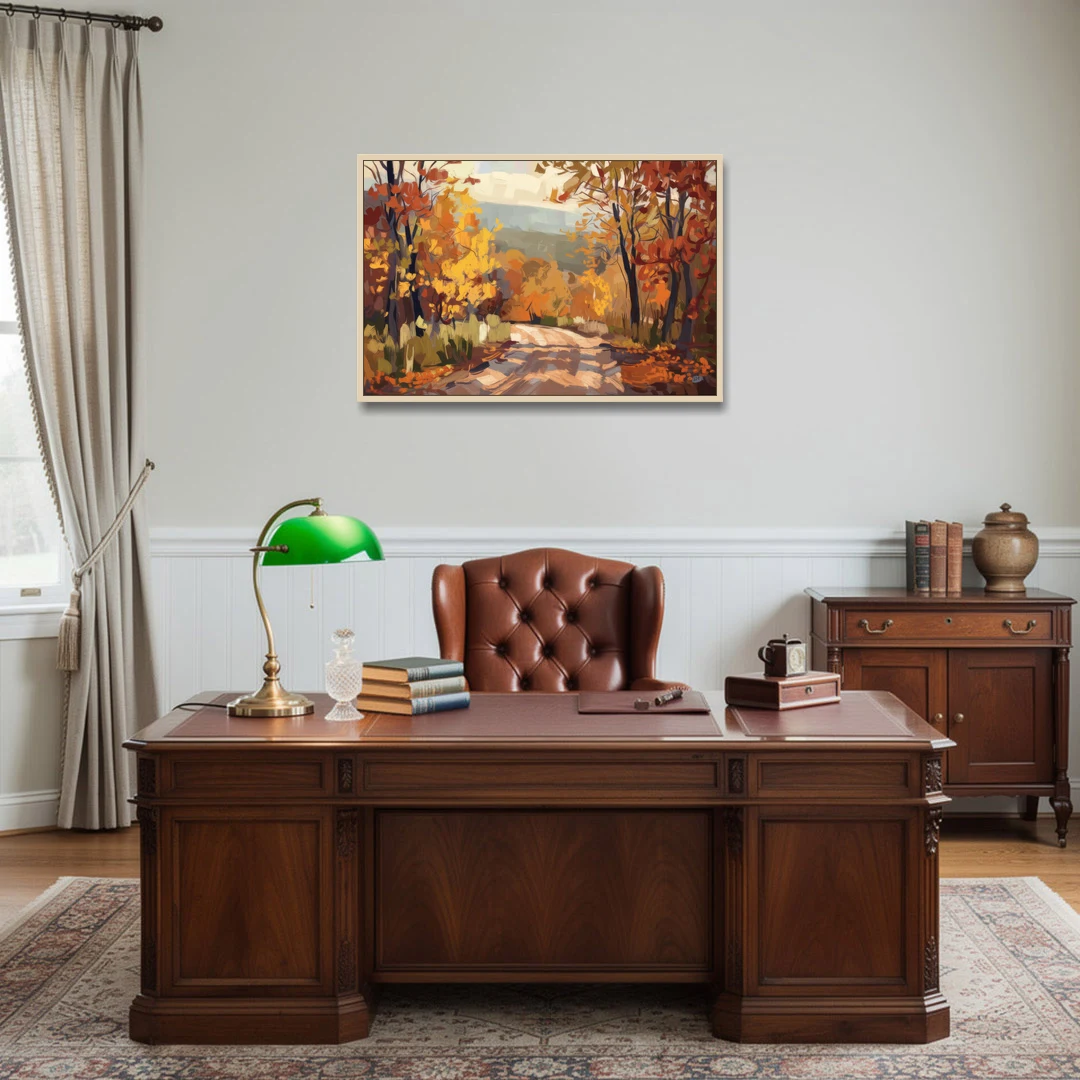 Knoxville Autumn Colors - Oak Framed Canvas Wall Art - Office - 36x24