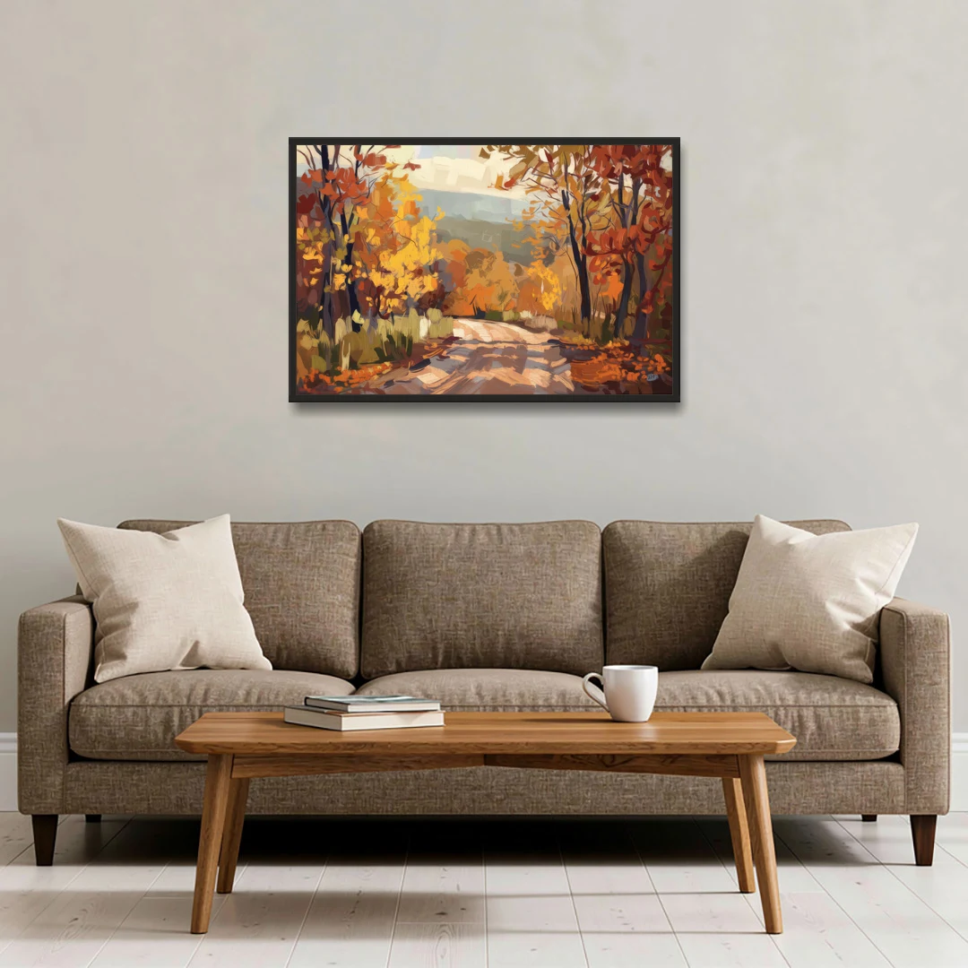 Knoxville Autumn Colors - Black Framed Canvas Wall Art - Sofa - 36x24