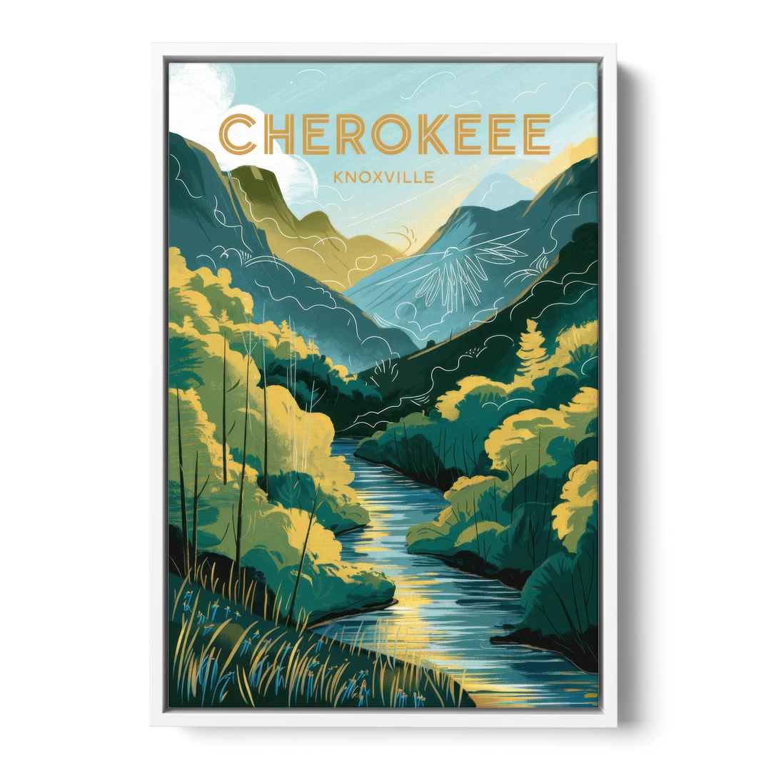 Knoxville Cherokee Heritage - White Framed Canvas Wall Art - Front
